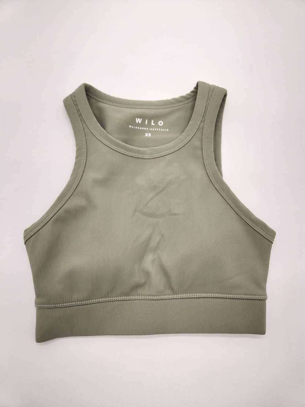 Wilo The Label XS Sage Green Ribbed Sports Bra Crop Tank Activewear